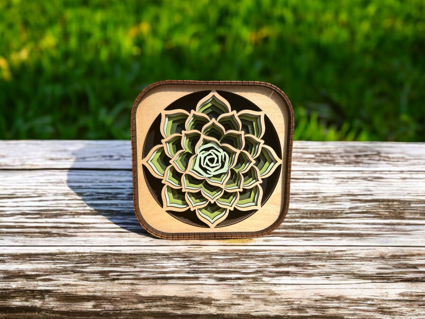 Succulent 3d Wood Shelf Sitter | Mantel or Tiered Tray Decor | Plant Shelf Decor | Shelf Display | 6"X6"