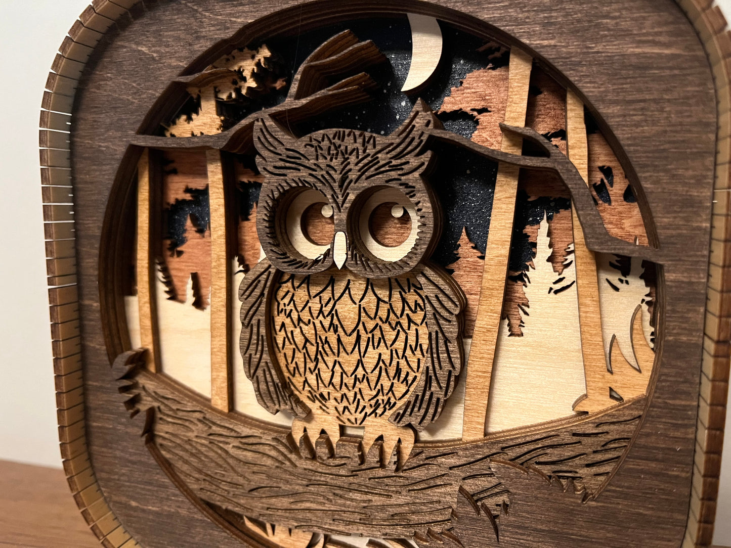 Owl 3d Wood Shelf Sitter | Mantel Decor | Tiered Tray Decor | Woodland Theme Decor | Shelf Display | 6"X6"