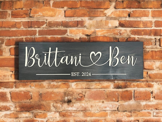 First Name Personalized Wood Sign | Wedding Established Sign | Housewarming Gift | Personalized Couple Name Sign