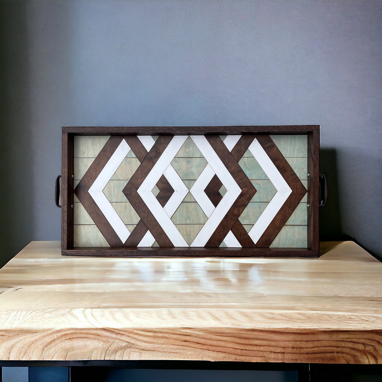 Mosaic Wood Decorative Serving Tray