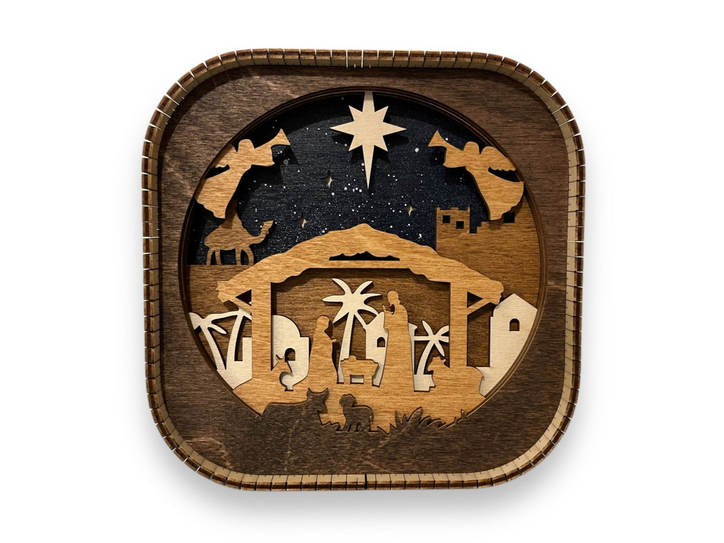 Nativity 3d Wood Shelf Sitter | Mantel Decor | Tiered Tray Decor | Christmas Shelf Decor | Shelf Display | 6"X6"