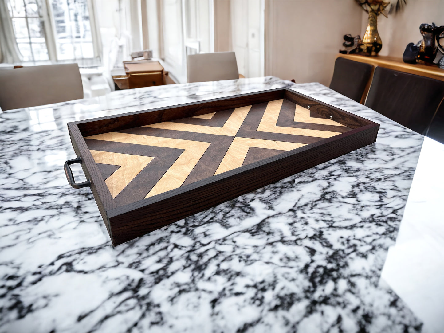 Mosaic Wood Decorative Serving Tray