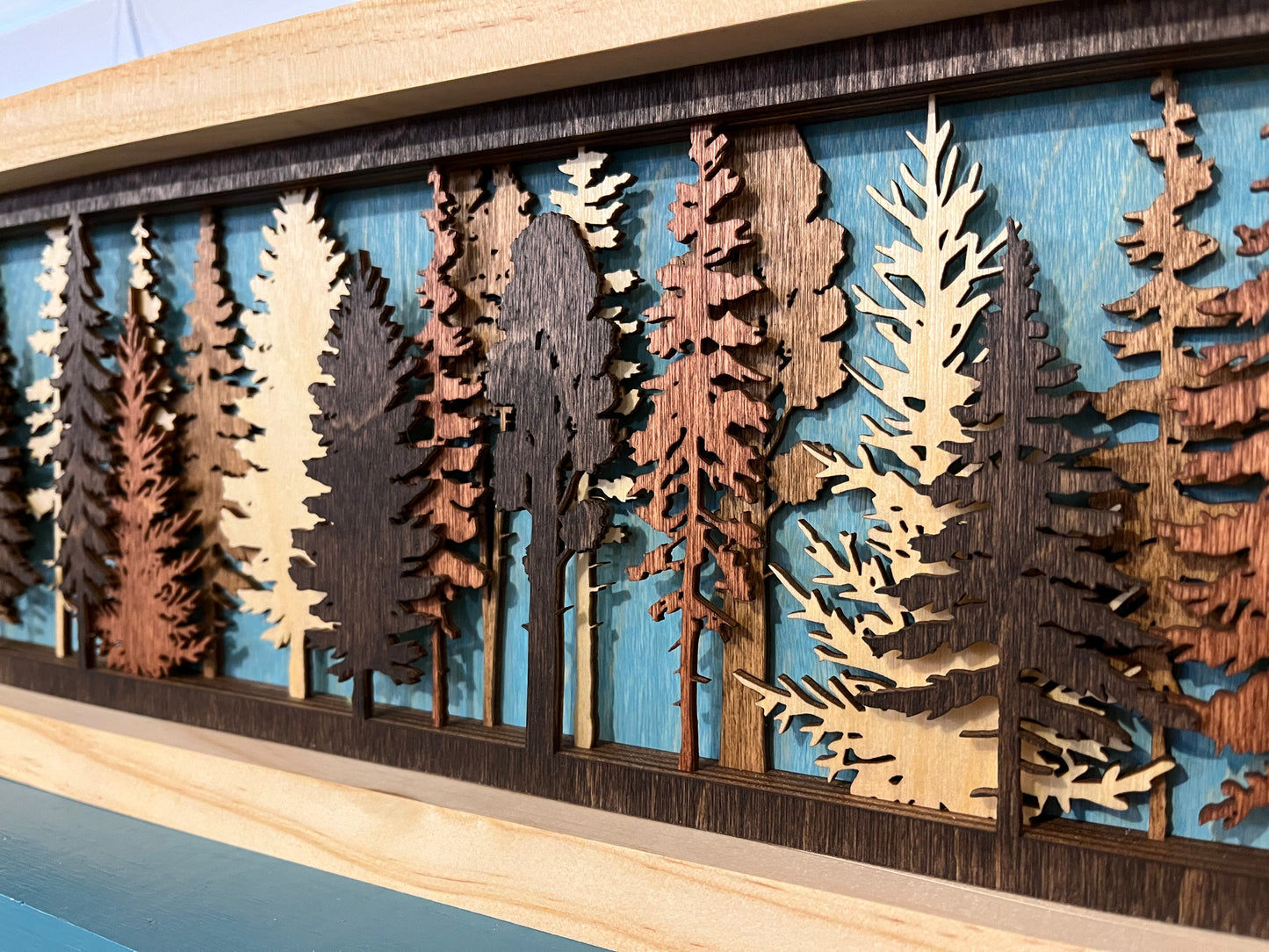 Layered Tree Wood Wall Art | 3D Forest Scene Shadow Box