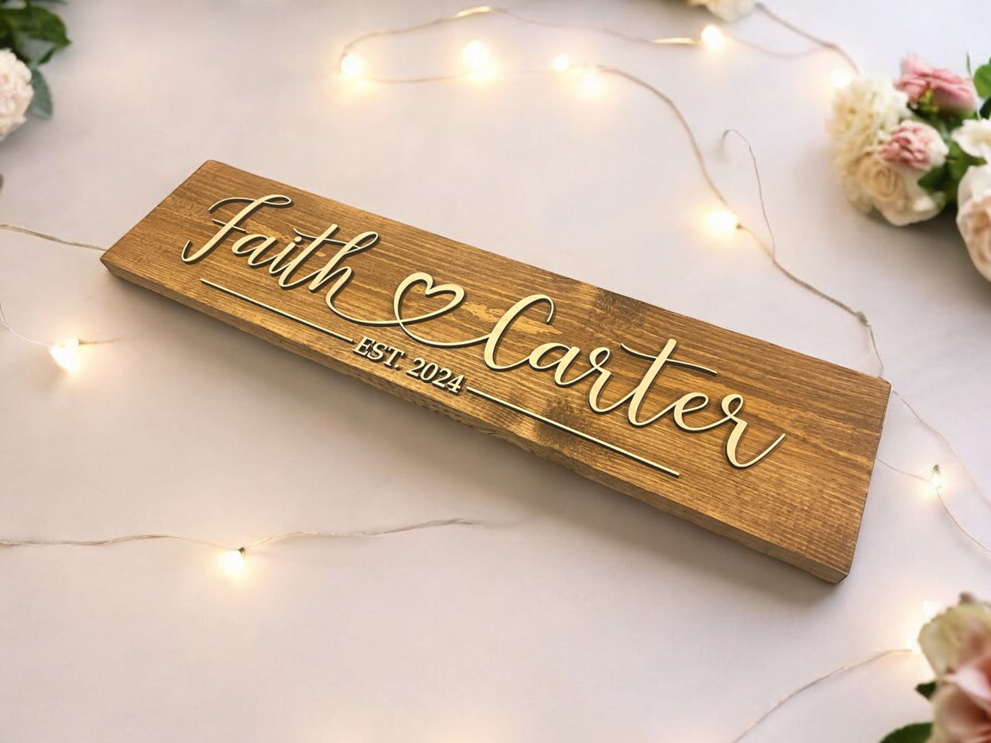 First Name Personalized Wood Sign | Wedding Established Sign | Housewarming Gift | Personalized Couple Name Sign