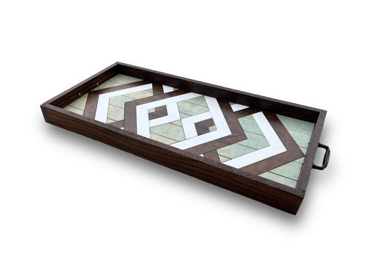 Mosaic Wood Decorative Serving Tray