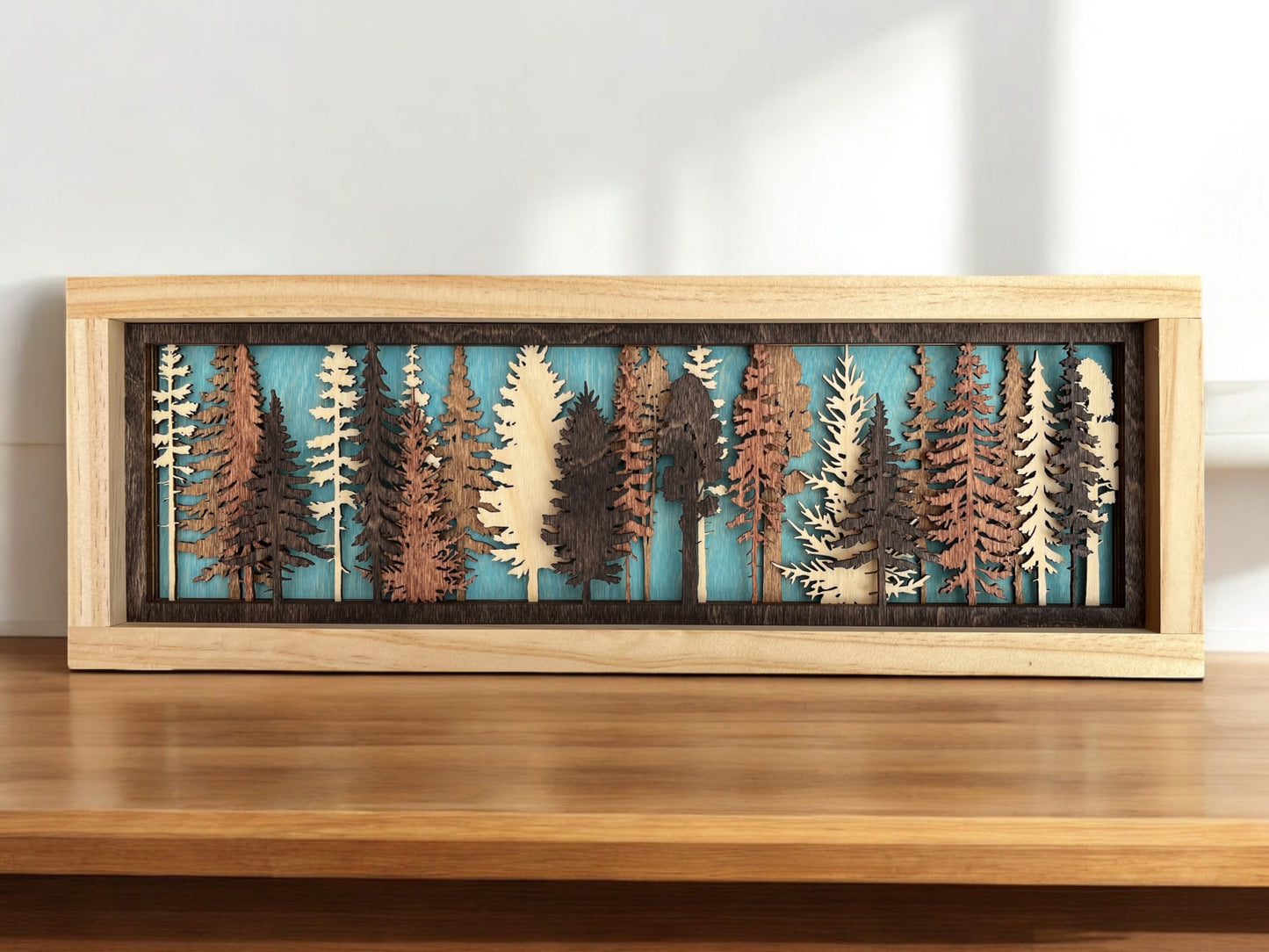Layered Tree Wood Wall Art | 3D Forest Scene Shadow Box