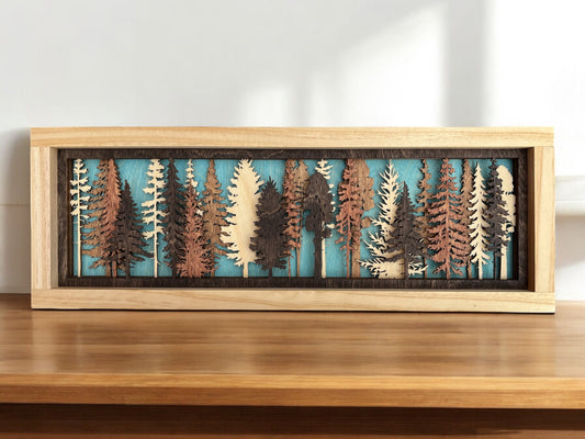 Layered Tree Wood Wall Art | 3D Forest Scene Shadow Box