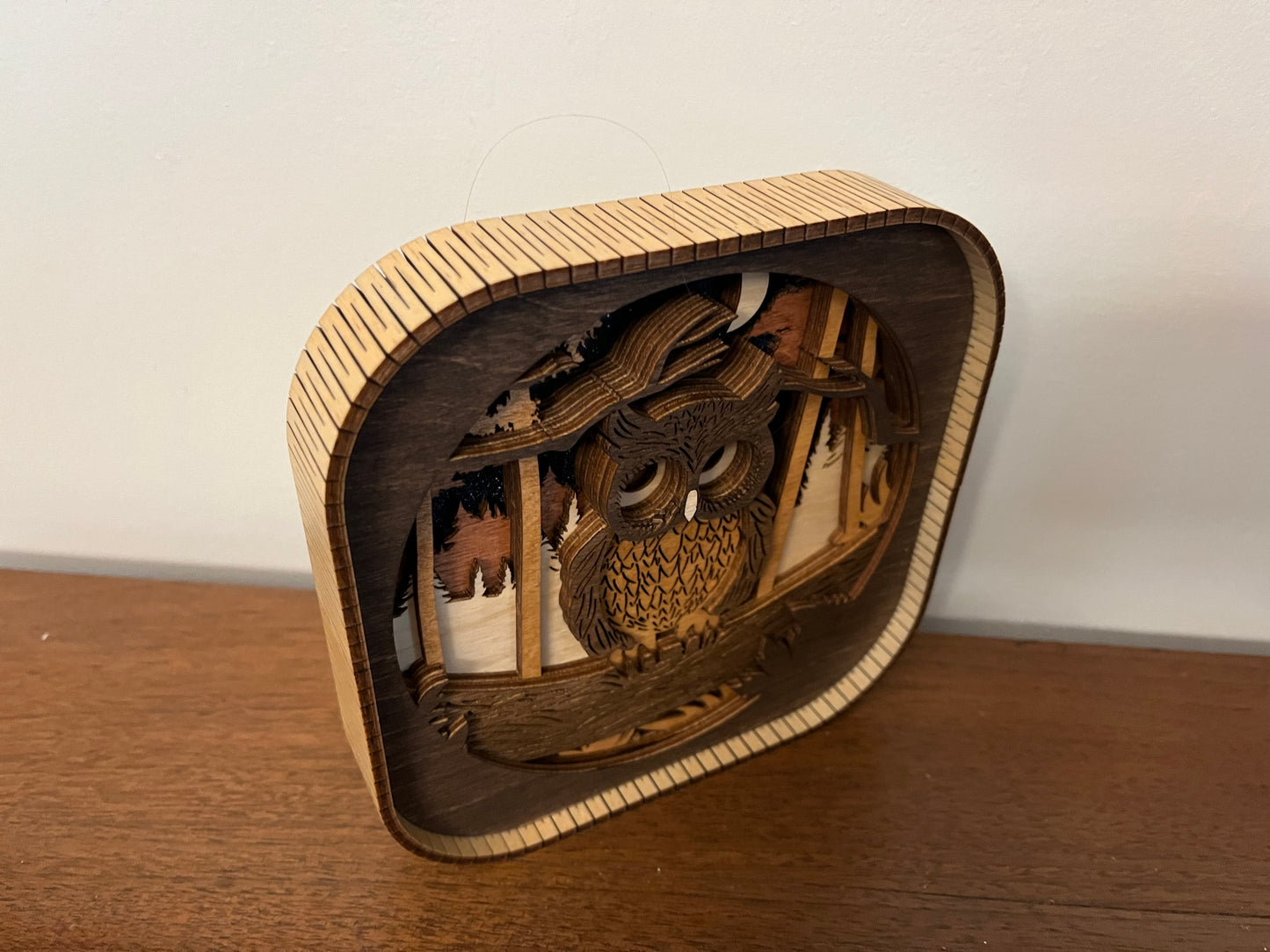 Owl 3d Wood Shelf Sitter | Mantel Decor | Tiered Tray Decor | Woodland Theme Decor | Shelf Display | 6"X6"