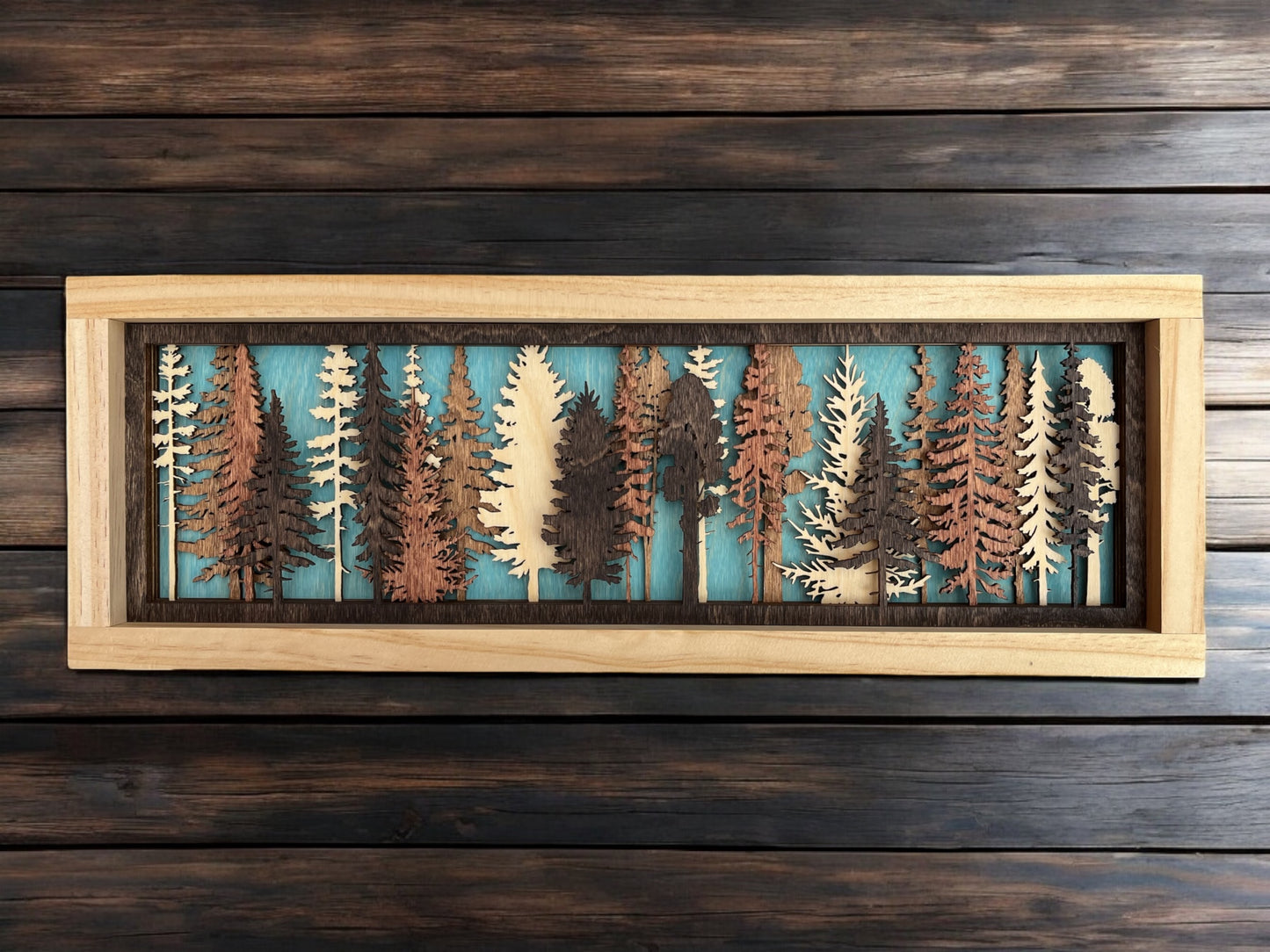 Layered Tree Wood Wall Art | 3D Forest Scene Shadow Box