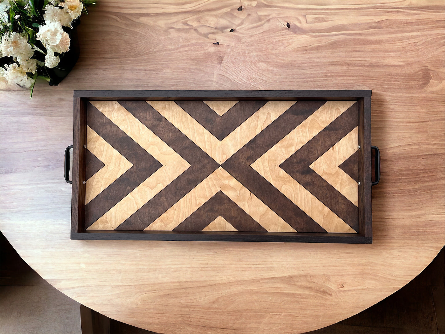 Mosaic Wood Decorative Serving Tray