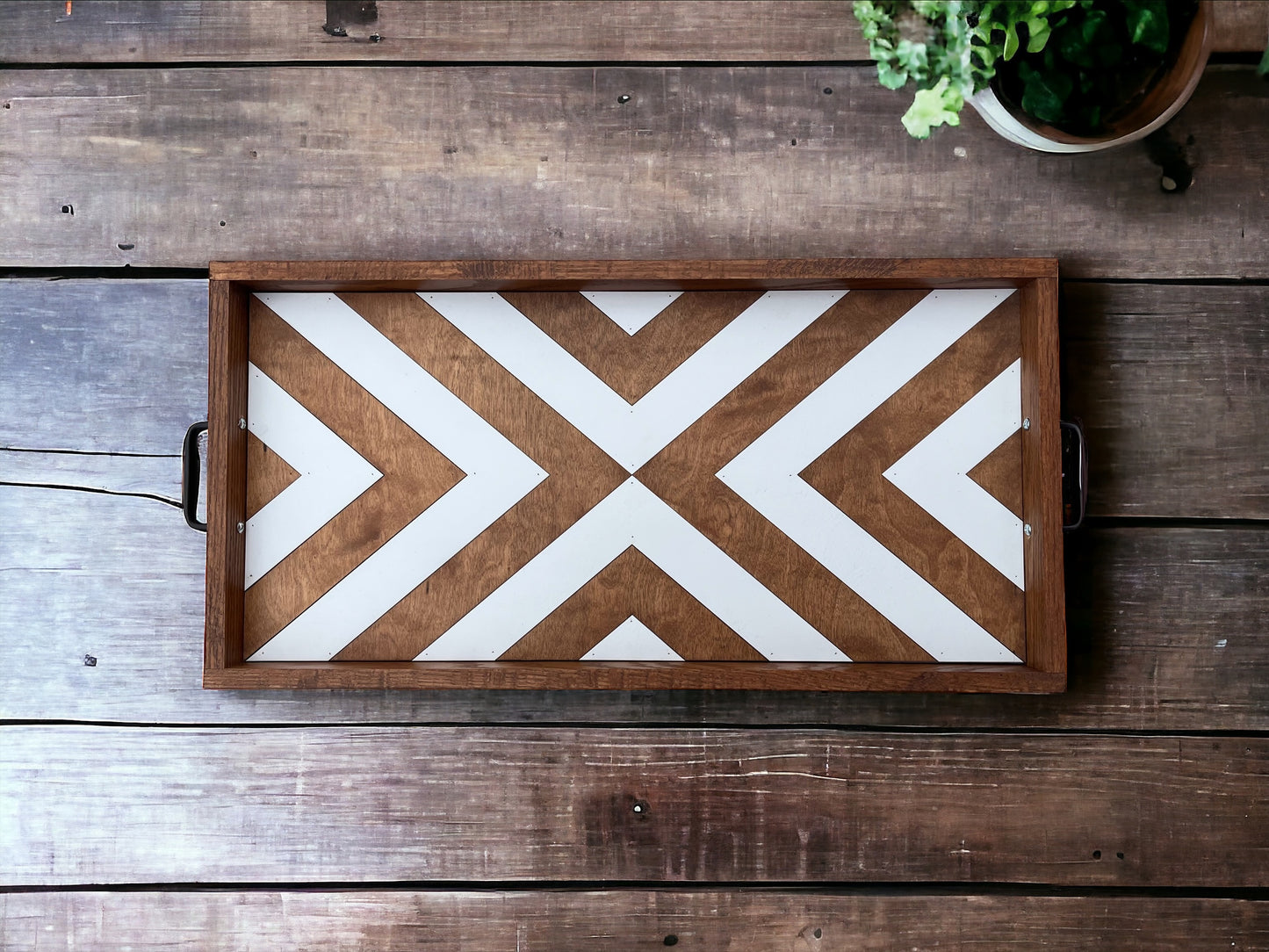 Mosaic Wood Decorative Serving Tray
