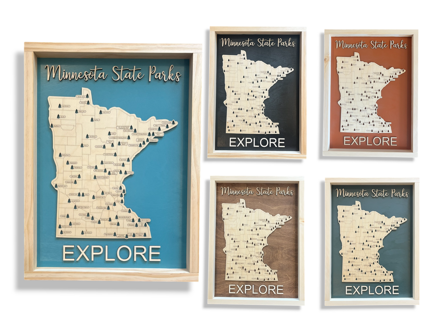 Minnesota State Parks Travel Map | Wood MN Travel Tracker | Modern Home Wall Decor | Customize Colors