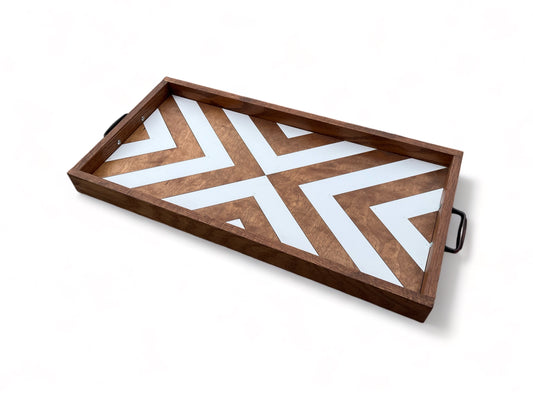 Mosaic Wood Decorative Serving Tray