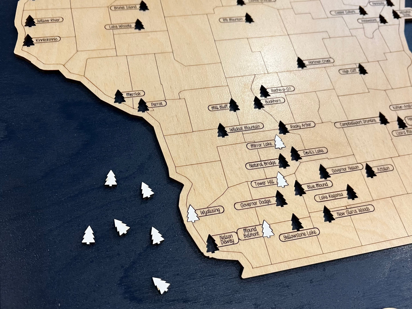 Wisconsin State Parks Travel Map | Wood WI Travel Tracker | Modern Home Wall Decor | Customize Colors