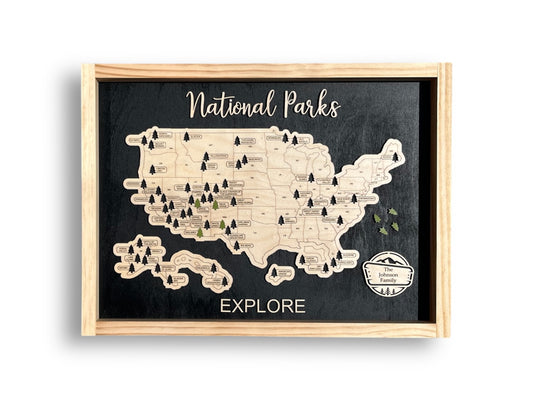 National Park Travel Map | Travel Tracker | Modern Home Wall Decor | You Pick Colors