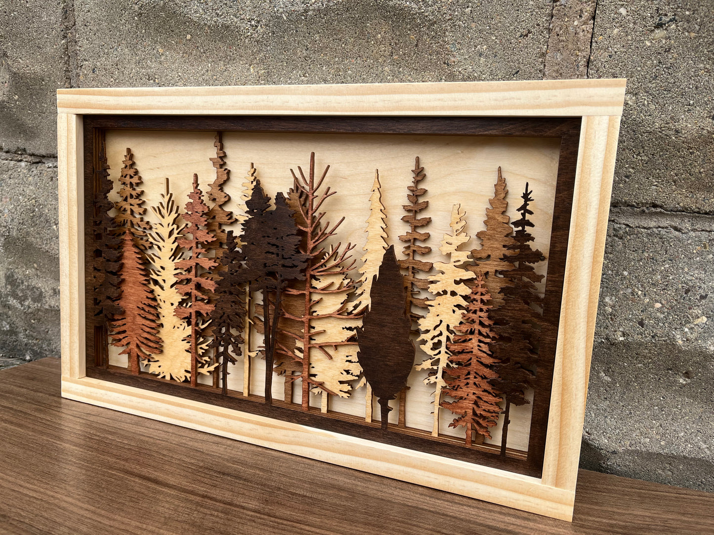Layered Tree Wood Wall Art | 3D Forest Scene Shadow Box