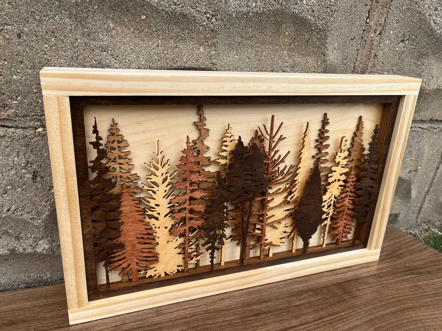 Layered Tree Wood Wall Art | 3D Forest Scene Shadow Box
