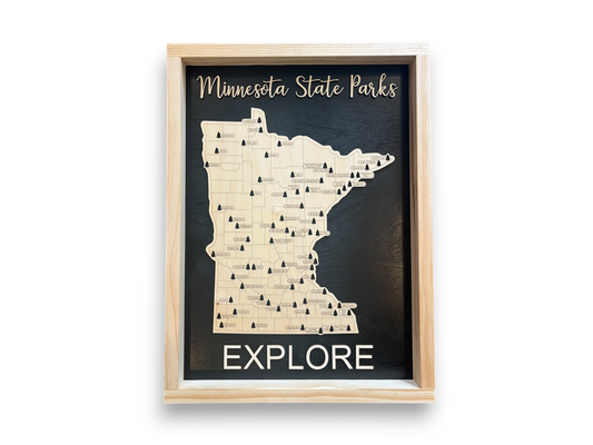 Minnesota State Parks Travel Map | Wood MN Travel Tracker | Modern Home Wall Decor | Customize Colors