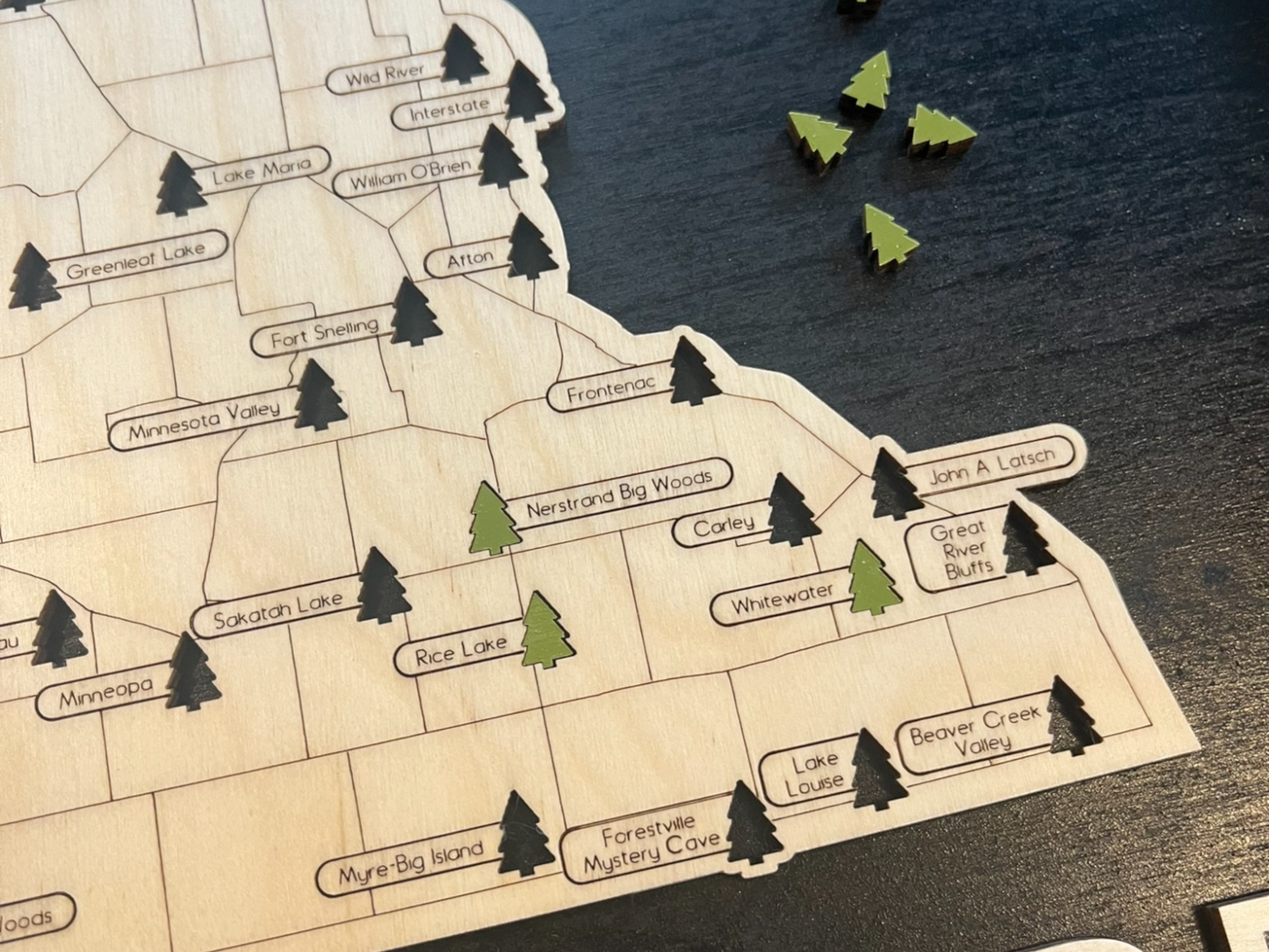Minnesota State Parks Travel Map | Wood MN Travel Tracker | Modern Home Wall Decor | Customize Colors