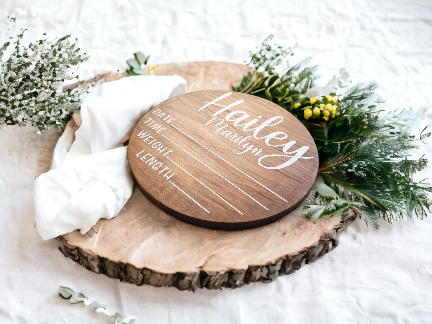 Personalized Newborn Birth Stats Wood Announcement Sign