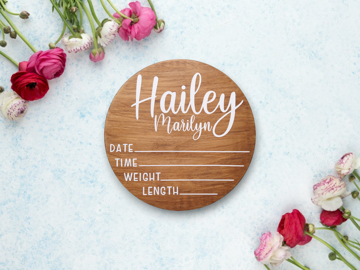 Personalized Newborn Birth Stats Wood Announcement Sign