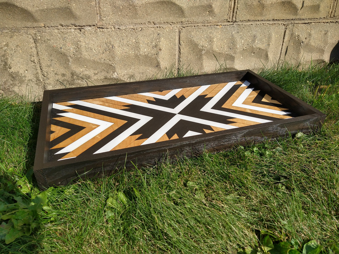 Mosaic Wood Decorative Serving Tray