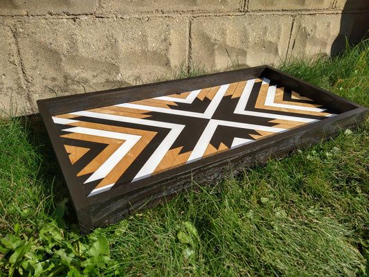 Mosaic Wood Decorative Serving Tray