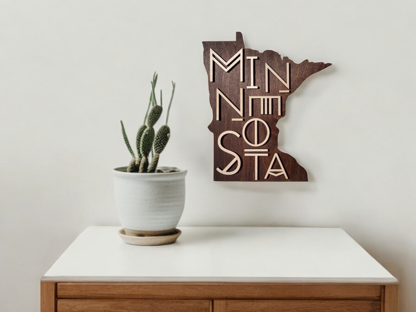 Modern Minnesota State Wood Wall Sign Decor