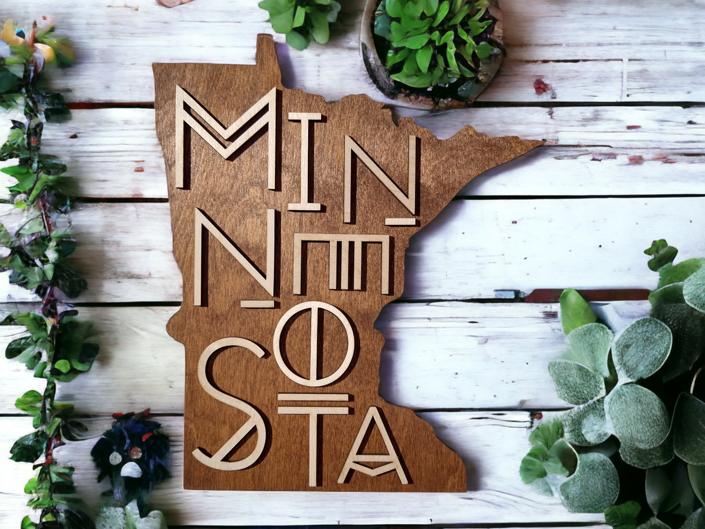 Modern Minnesota State Wood Wall Sign Decor