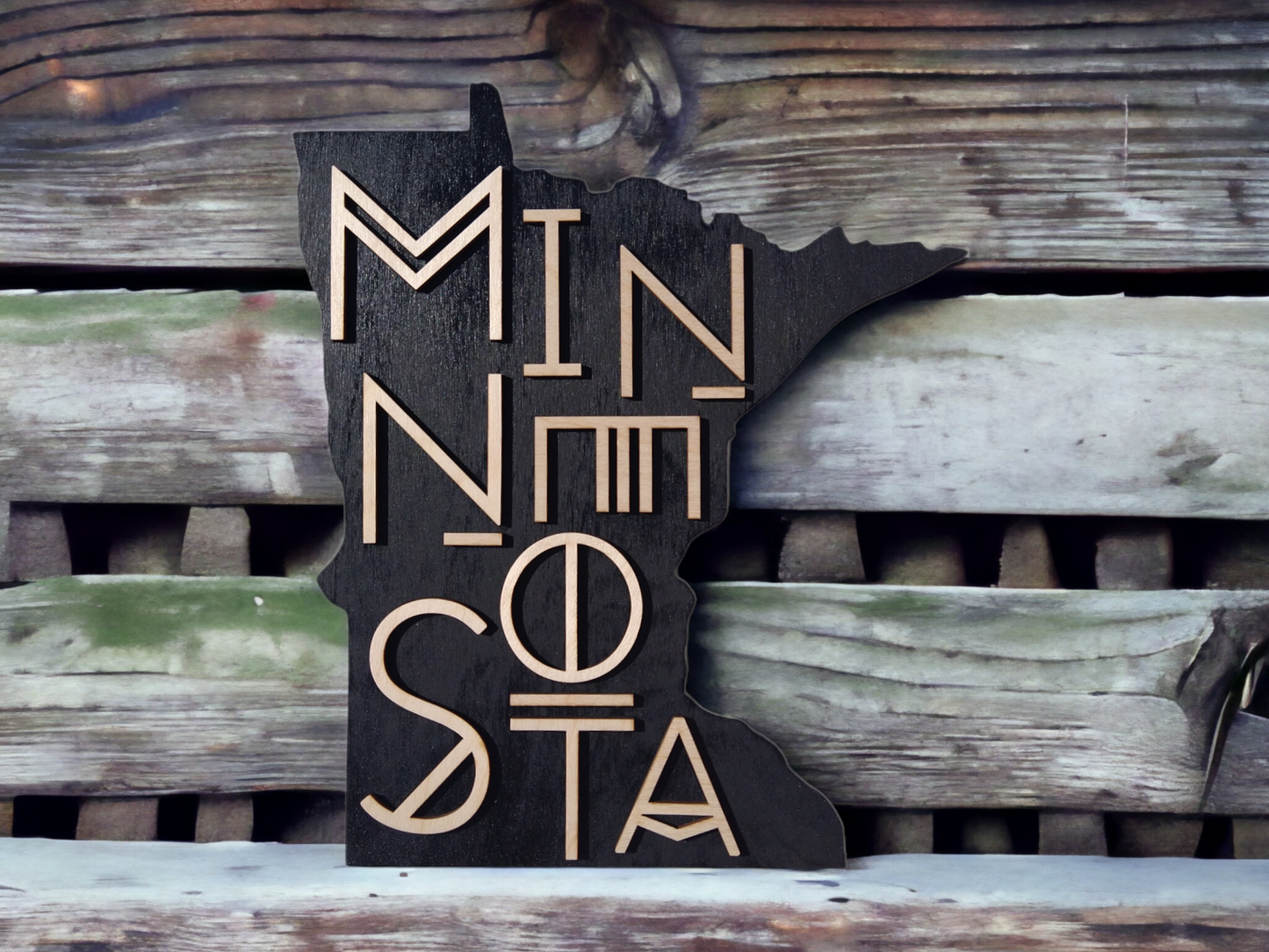 Modern Minnesota State Wood Wall Sign Decor