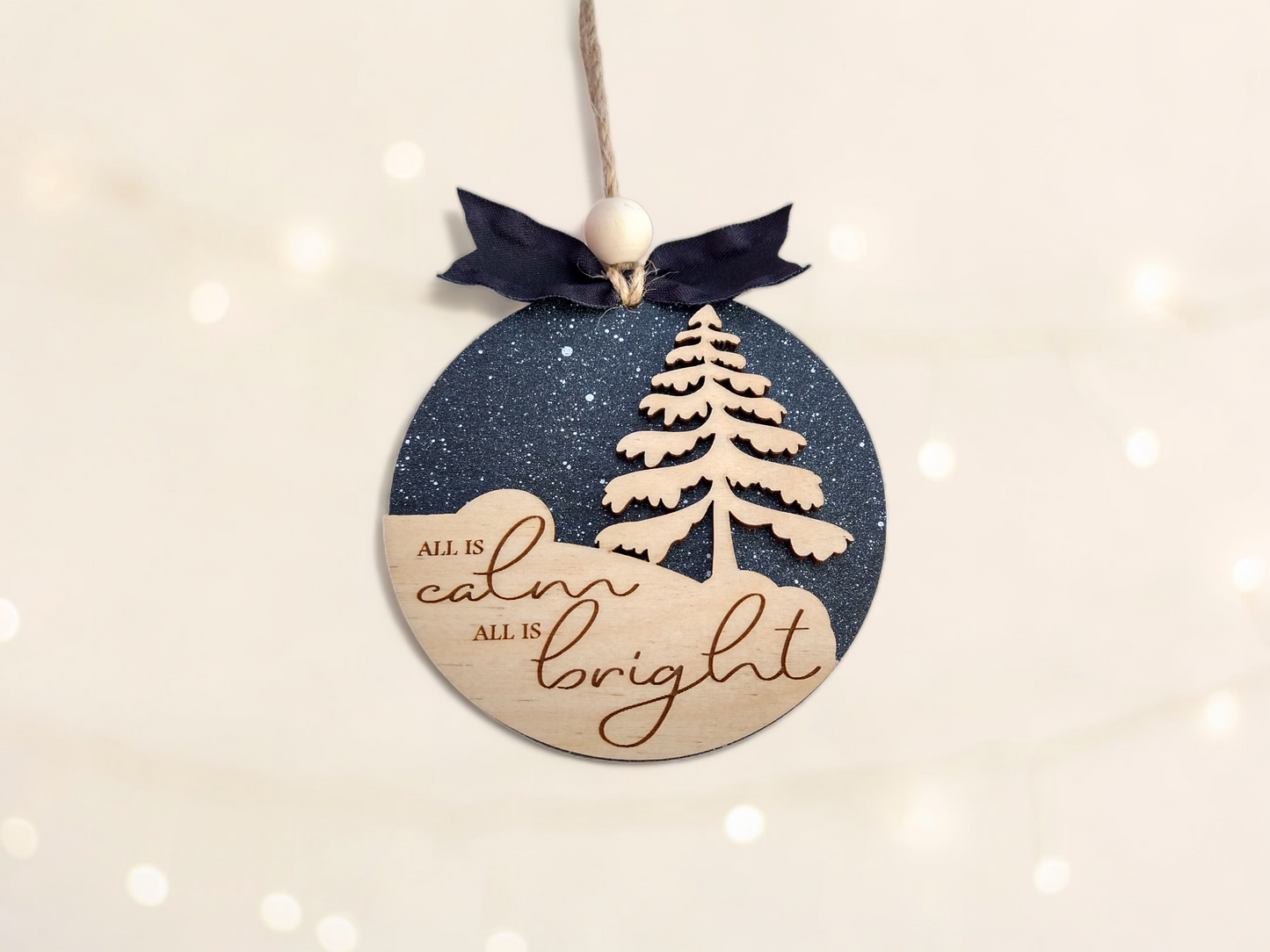 All is Calm All is Bright Christmas Wood Ornament