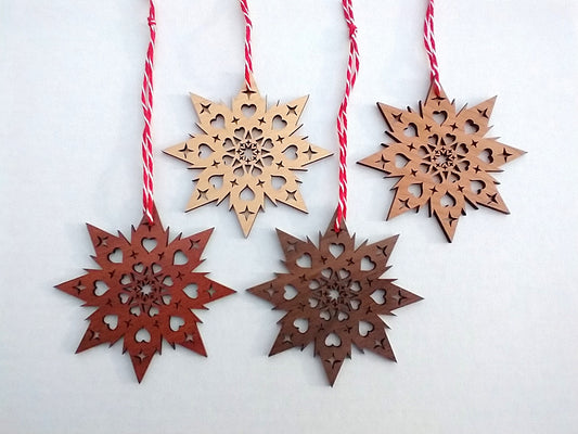 Scandinavian Swedish Star with Hearts Christmas Ornament