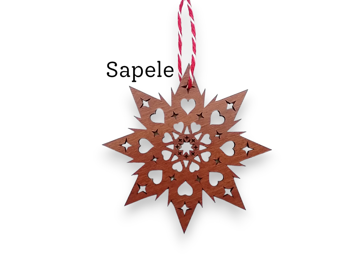 Scandinavian Swedish Star with Hearts Christmas Ornament