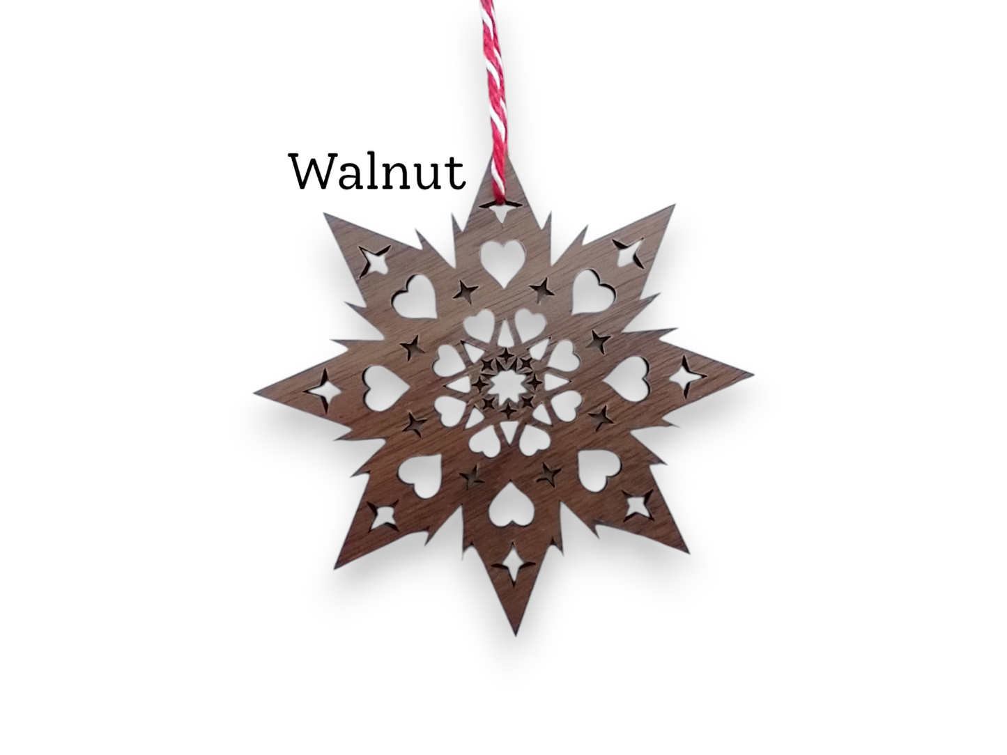Scandinavian Swedish Star with Hearts Christmas Ornament