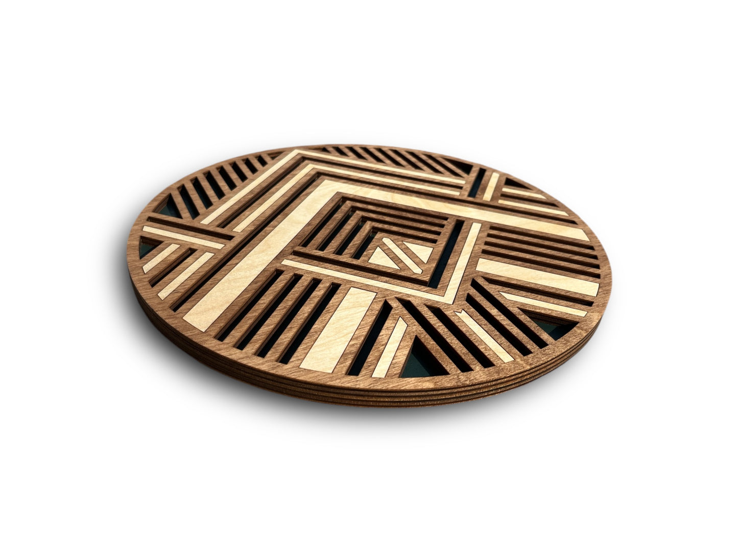 Wood Round Mosaic Wall Art | Modern Geometric Wall Hanging | Custom Colors | Design Your Wall Art