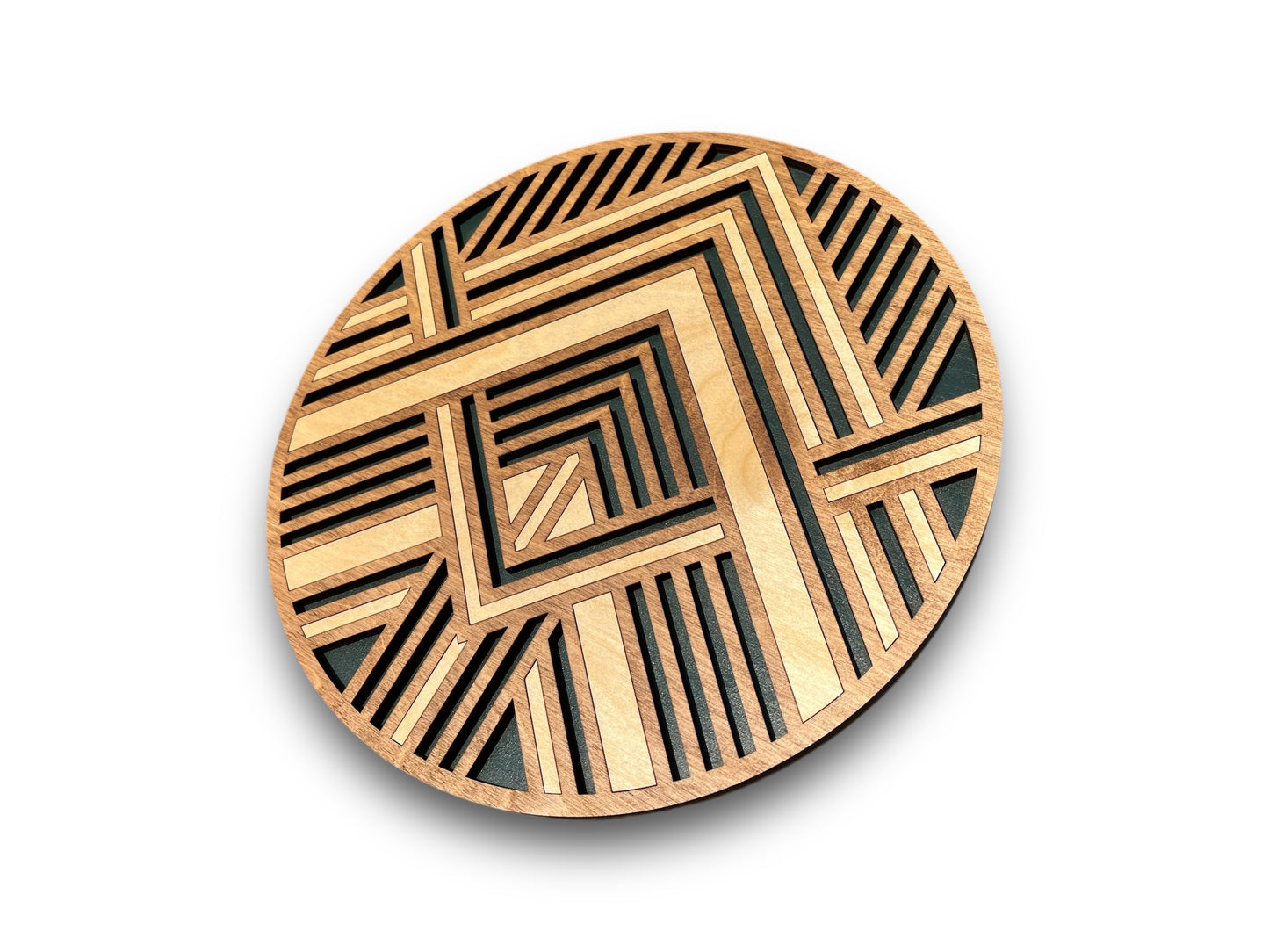 Wood Round Mosaic Wall Art | Modern Geometric Wall Hanging | Custom Colors | Design Your Wall Art