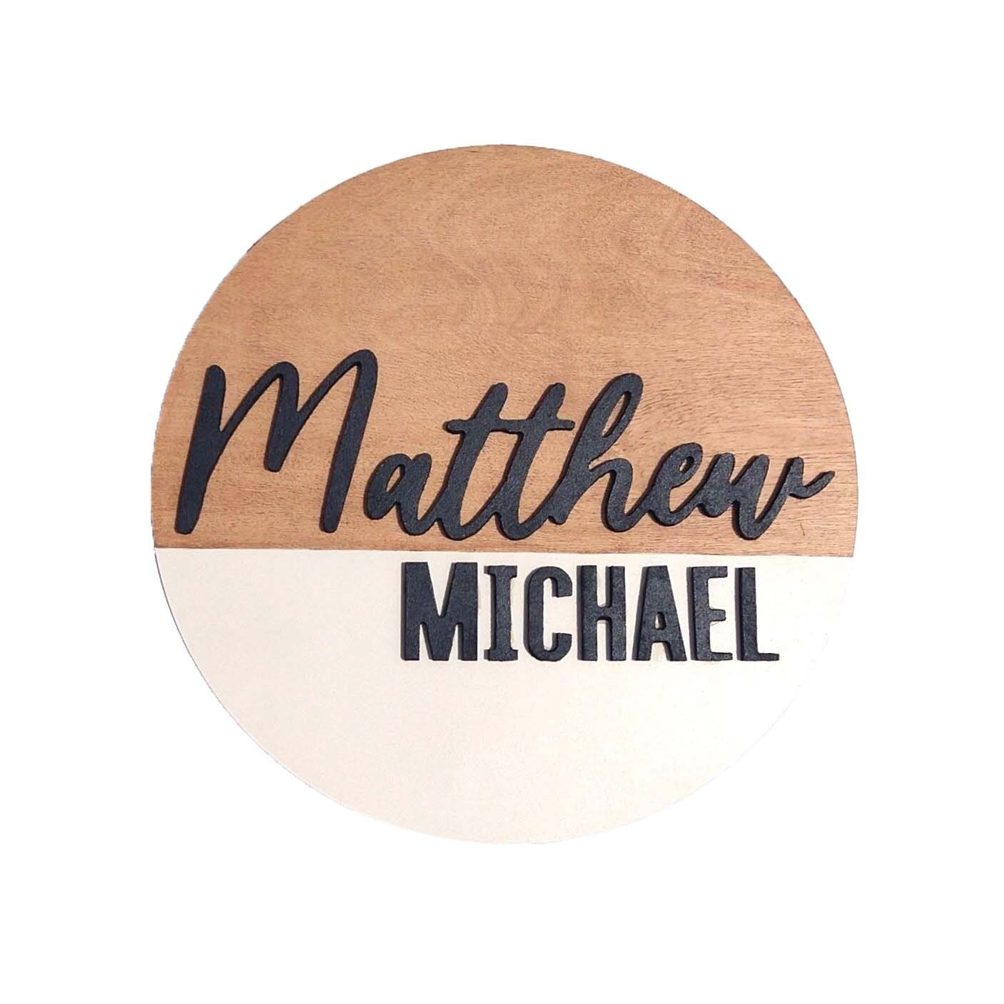 Personalized Baby Nursery Custom Name Sign, Wooden Circle Wall Decor, Baby Shower Present, Bedroom Decor, Above Crib Custom Color Round