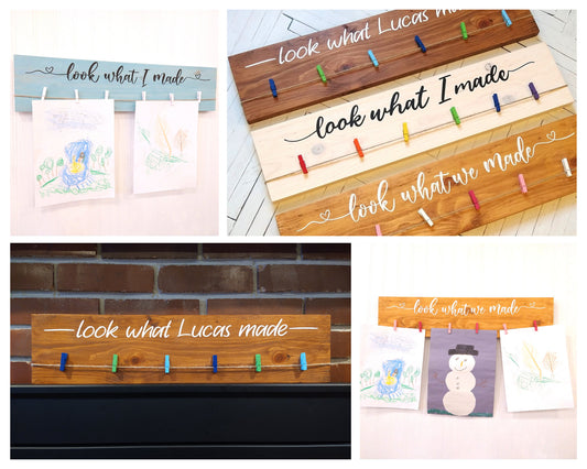 Look What I Made Children's Art Display Sign / Personalized Child Playroom Wall Decor / 24" or 32" / Look What We Made Kid's Artwork Board