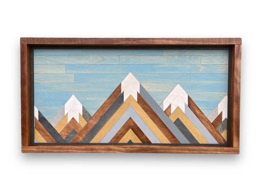 Mountain Modern Wood Mosaic Wall Art
