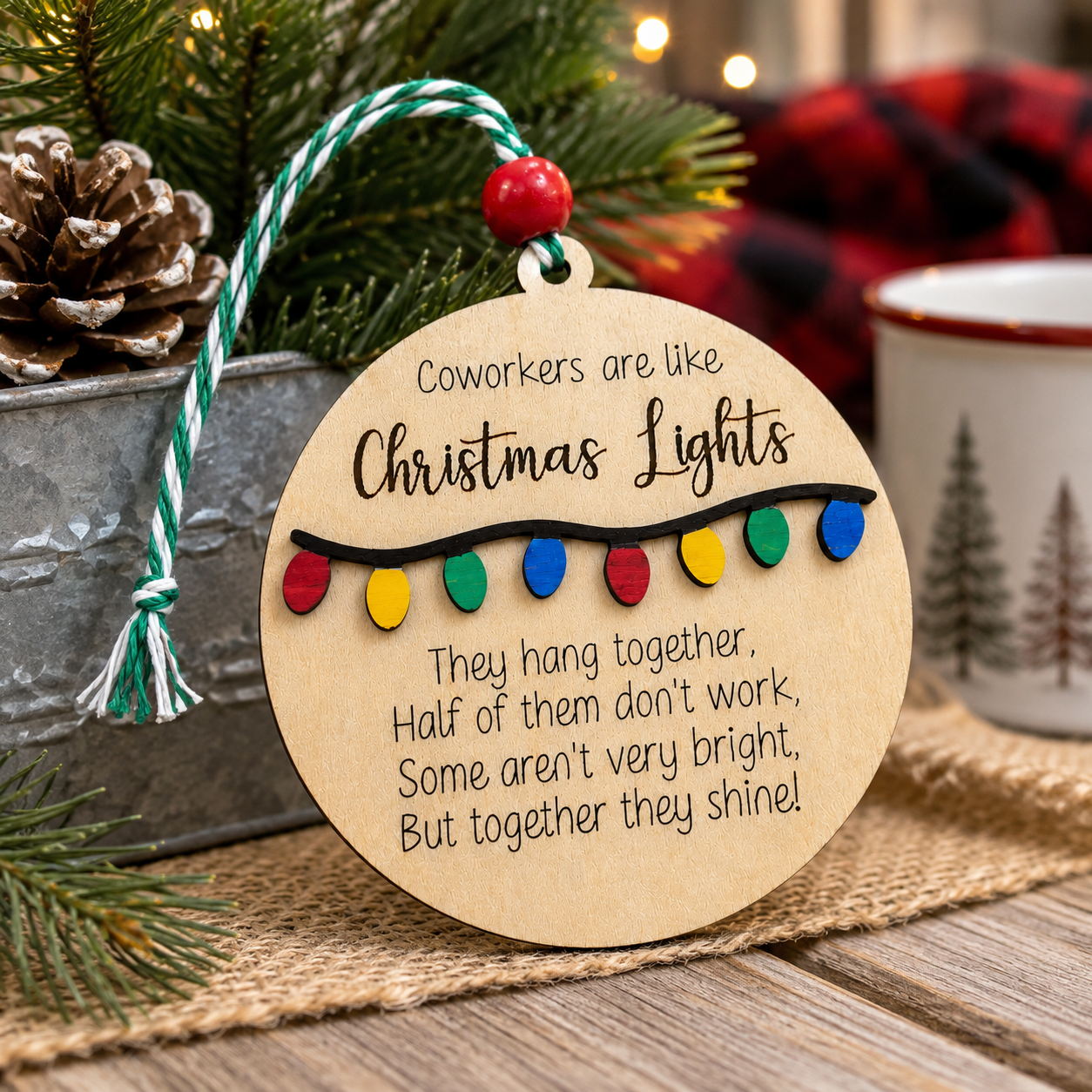 Funny Coworker Christmas Ornament | Wooden Secret Santa Gift | Office Christmas Gift | Employee Appreciation Ornament