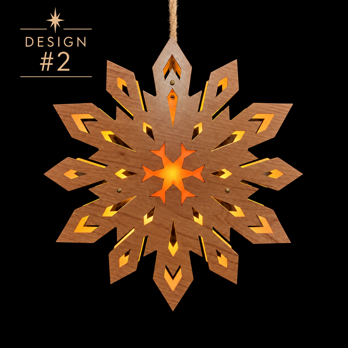 Scandinavian Wooden Window Star Light | Choose Your Design & Wood