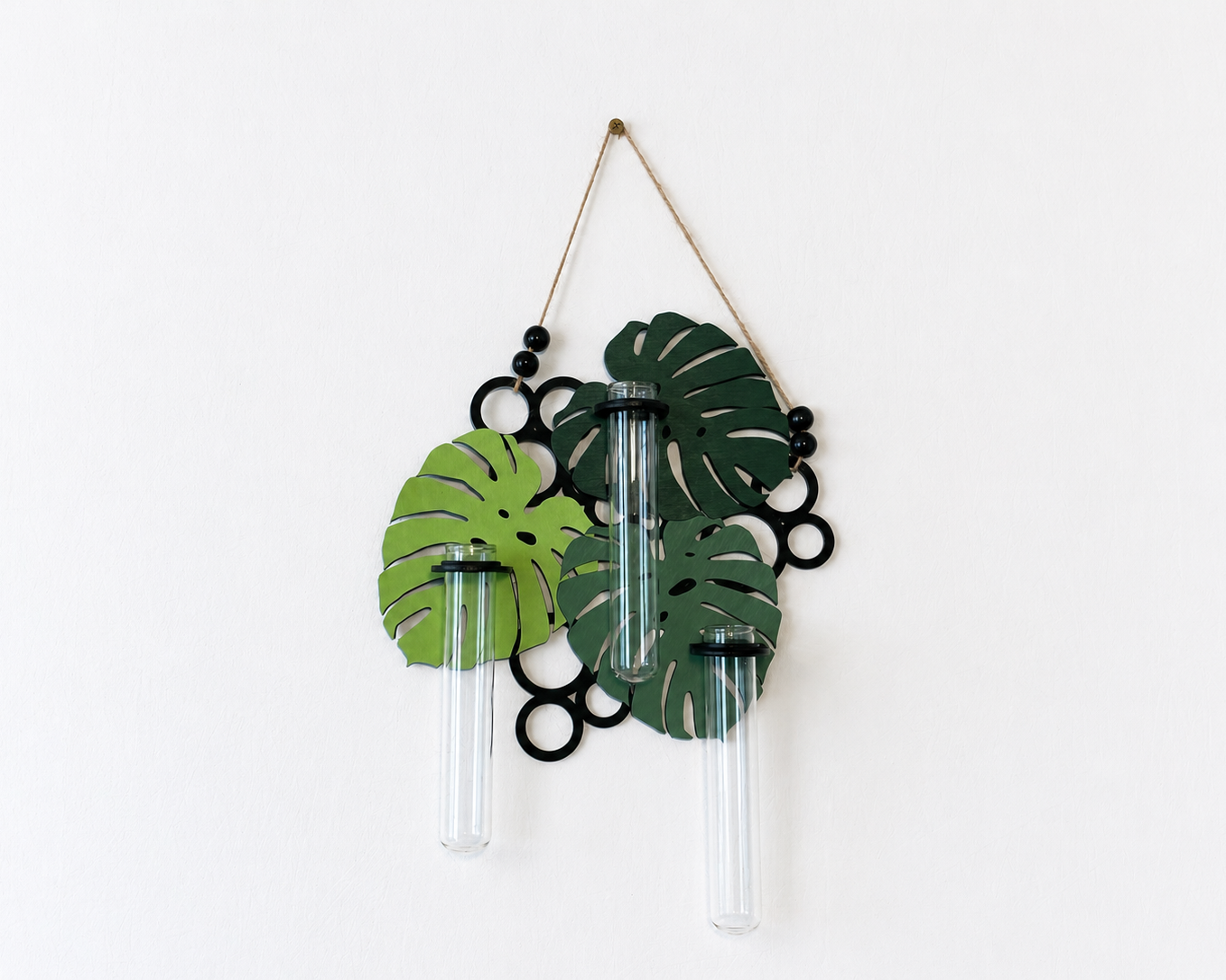 Wall hanging plant propagation station with glass tubes