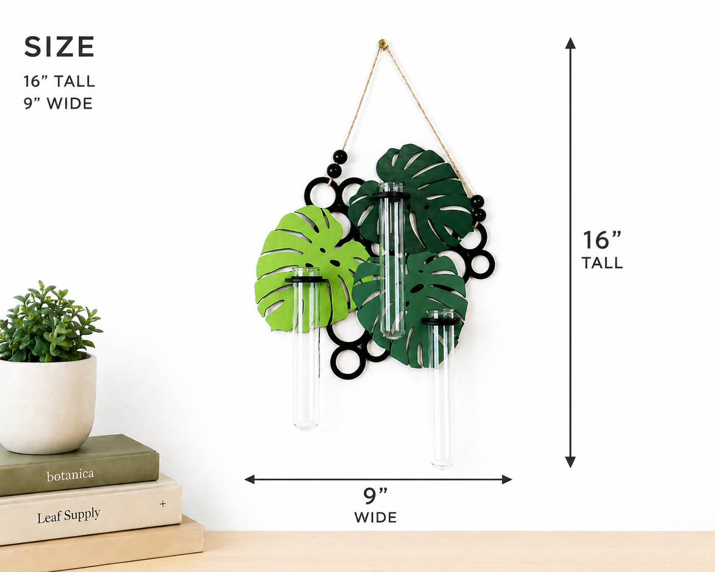 Wall plant propagation station dimensions 16 inches tall 9 inches wide