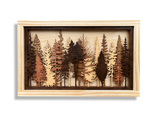Layered Tree Wood Wall Art | 3D Forest Scene Shadow Box