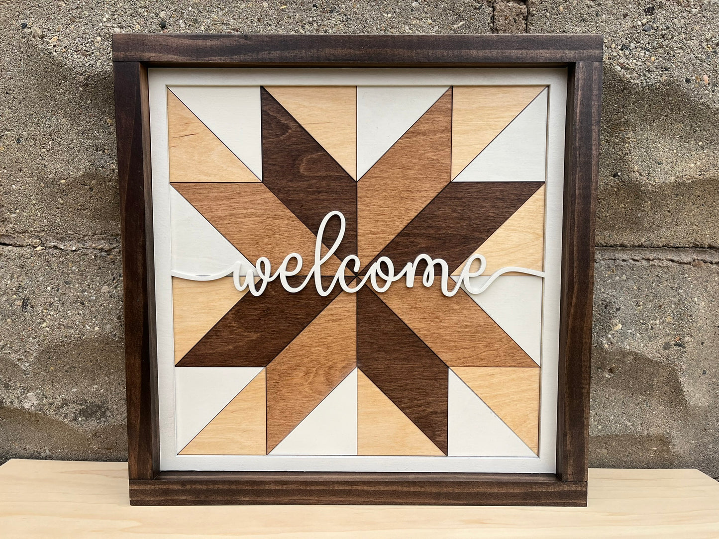 Wooden Barn Quilt Welcome Sign | Farmhouse Entryway Decor