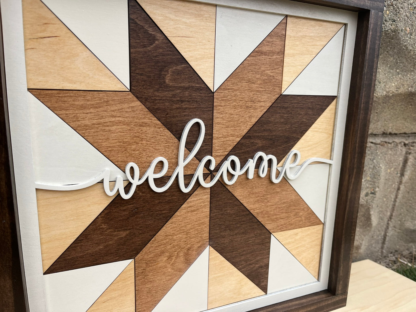 Wooden Barn Quilt Welcome Sign | Farmhouse Entryway Decor