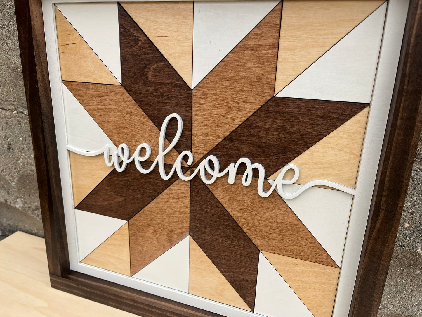 Wooden Barn Quilt Welcome Sign | Farmhouse Entryway Decor