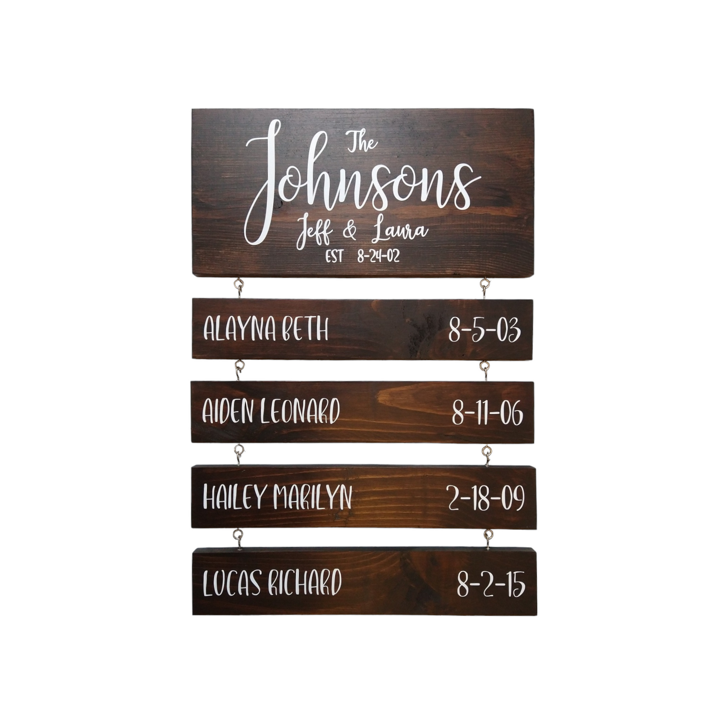 Personalized Wood Family Name Sign with Names and Birthdates