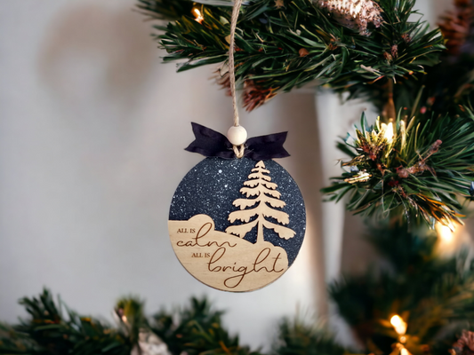 All is Calm All is Bright Christmas Wood Ornament