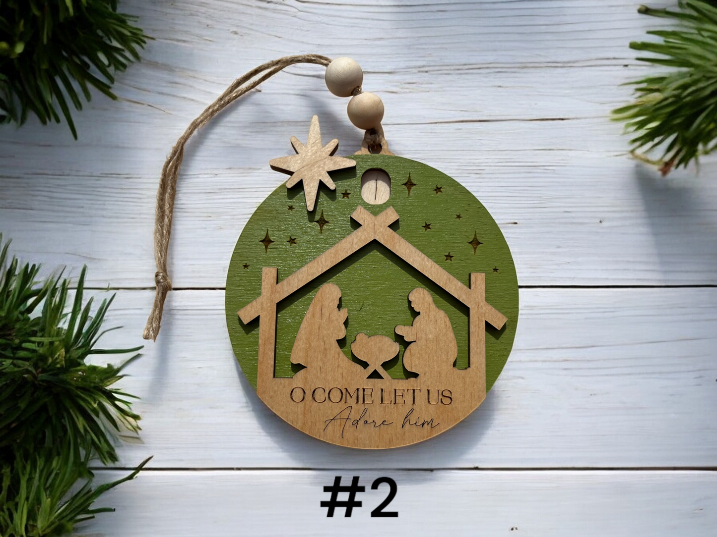 Nativity Scene Advent Count Down to Christmas Sliding Ornament | Days Until Christmas | Wood Christmas Tree Ornament